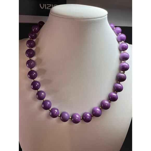 NEW Phosphosiderite graduated beaded necklace in vermeil - Picture 2 of 14